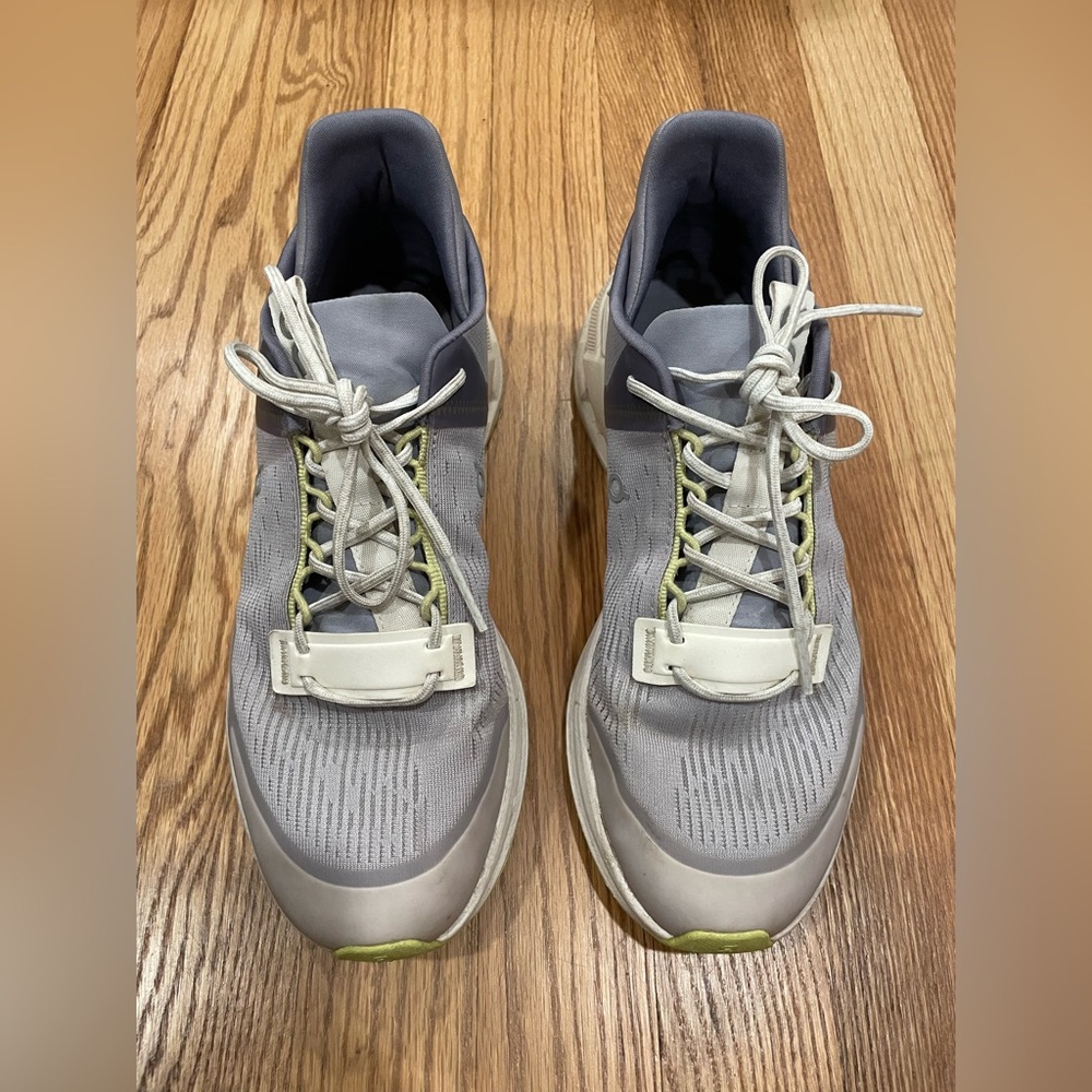 On Cloud Running Women’s Sneakers in Gray/Lavender with Lime Green Accents
